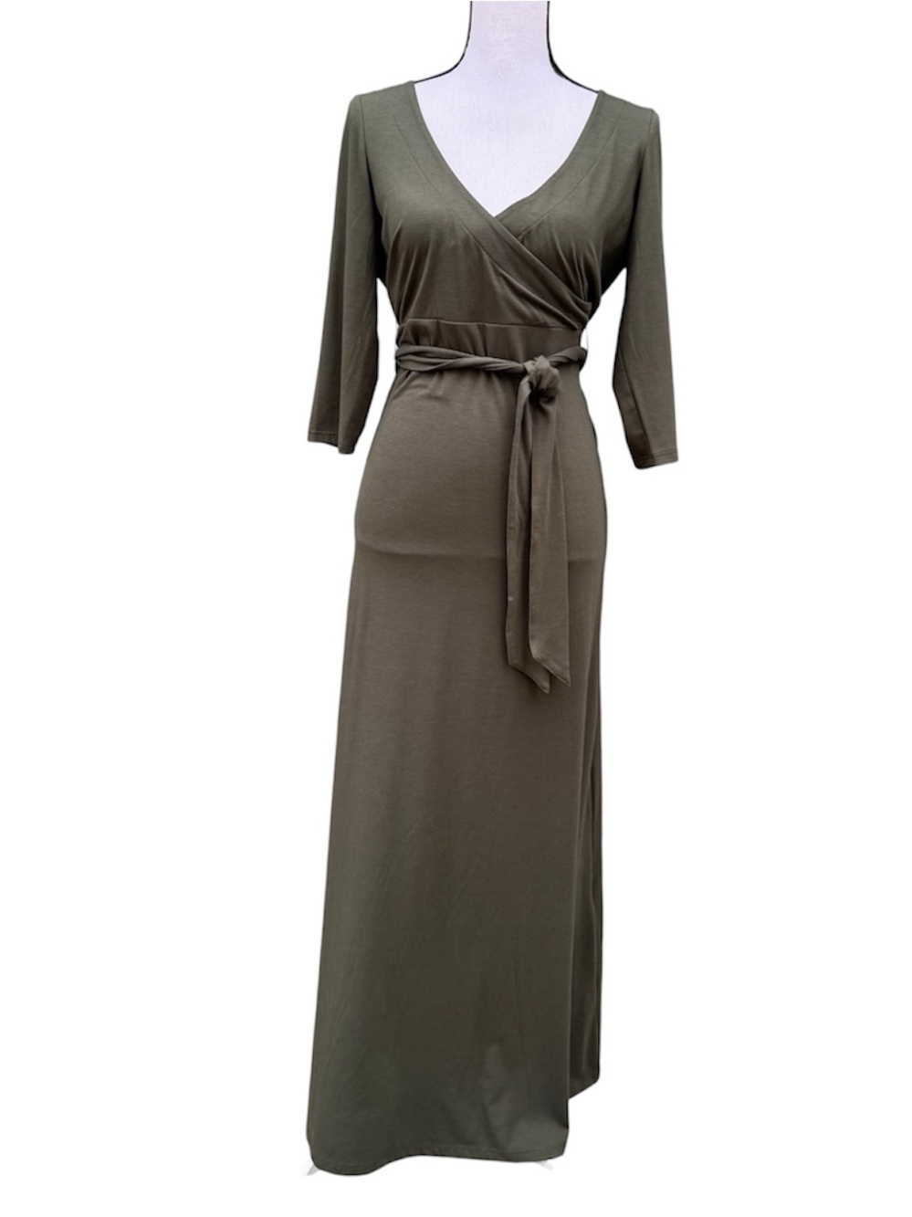 Guess Jazlyn  Maxi Wrap Dress Olive Size Medium NEW